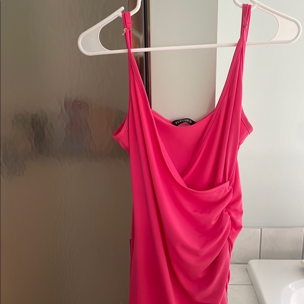 Elegant Pink Draped Dress